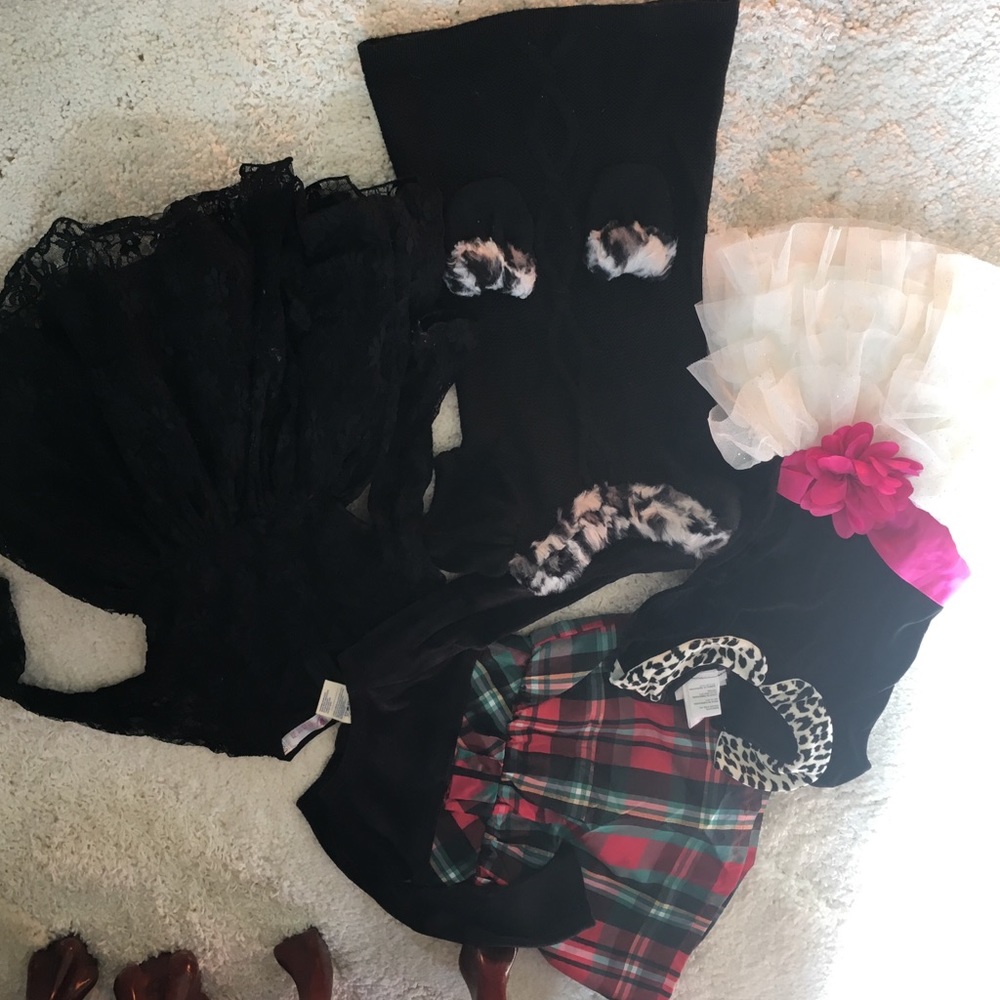 4 animal print and velour dresses.Gorgeous details